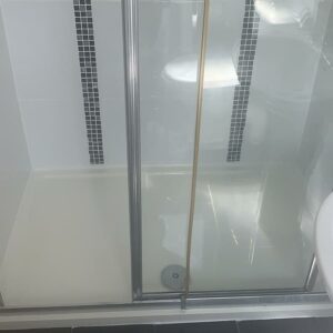 Black and white shower tiles cleaned
