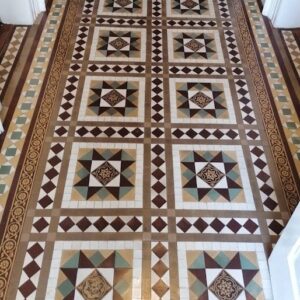 Old fashioned hallway tiles restored to look new